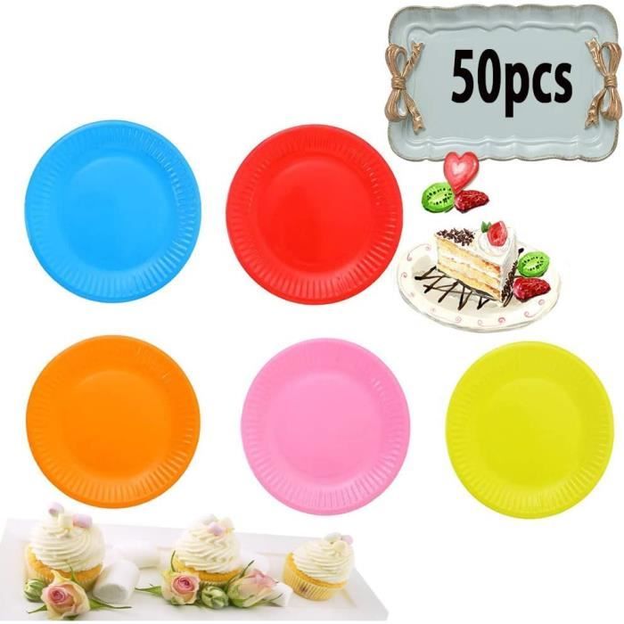 Assiettes Jetables En Bagasse Canne à Sucre - 50 Pièces Rondes 15 Cm - Recyclables Et Solides