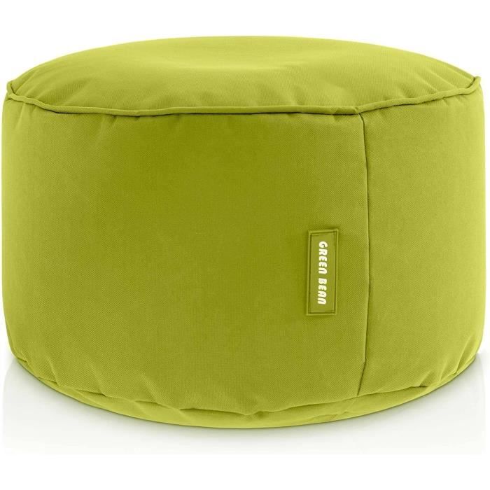 Green Bean Pouf-Tabouret 25x45cm Jaune Avec Perles EPS - Repose-Pieds Coussin Siège Lavable Enfant Et Adulte