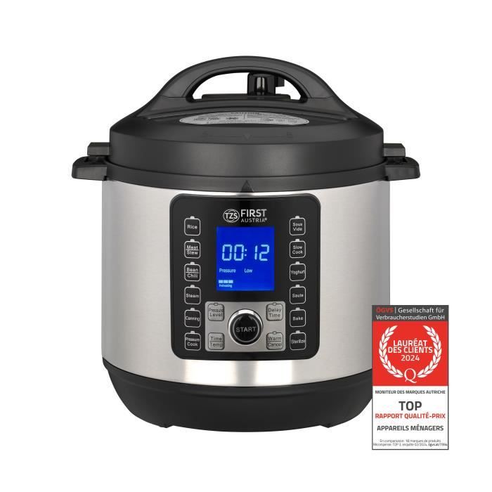 Multicuiseur - TZS FIRST AUSTRIA - 6L - 1000W - Acier Inox - 12 Programmes Automatiques - Tzs first austria