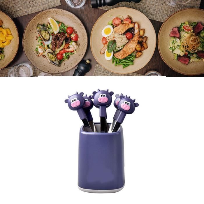 10 Fourchettes à Fruits Décoratives - Acier Inoxydable Avec Support En Résine