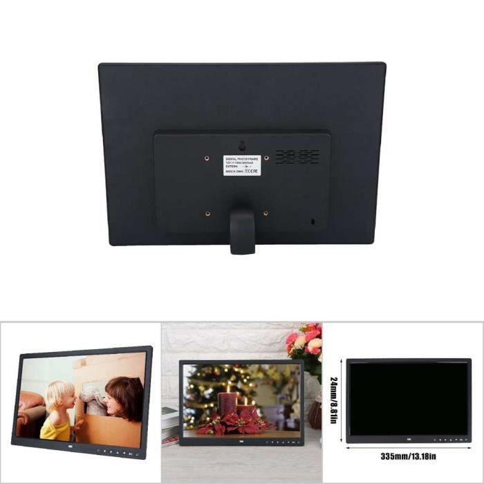 Cadre photo numérique 15 pouces Grand écran 1280*800 HD avec télécommande (Noir) En Stock SIE