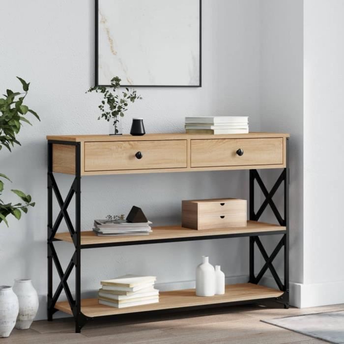 vidaXL Table console chêne sonoma 100x28x75 cm bois dingénierie 834191