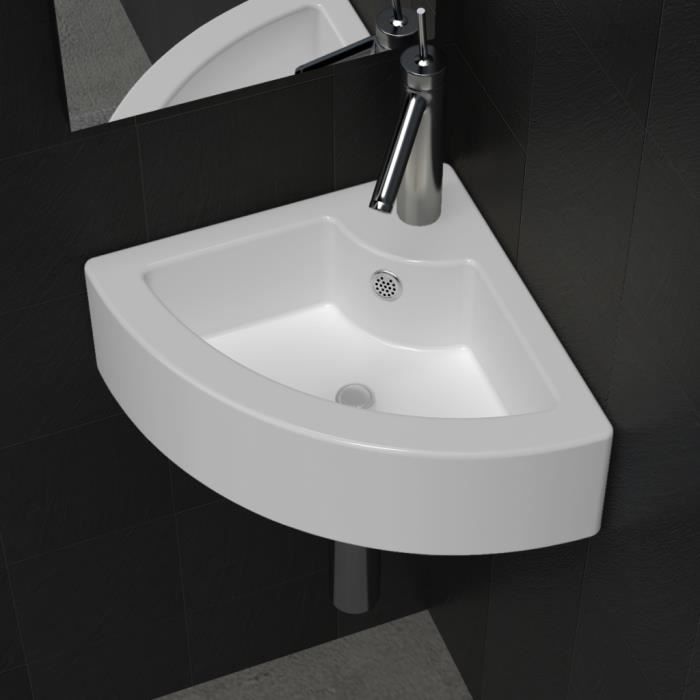 vidaXL Lavabo Lave-Mains Vasque à Poser Monter Salle de Bain Intérieur Salle dEau Cabine de Toilette Maison 41x36,5x12 cm Céramique Blanc 