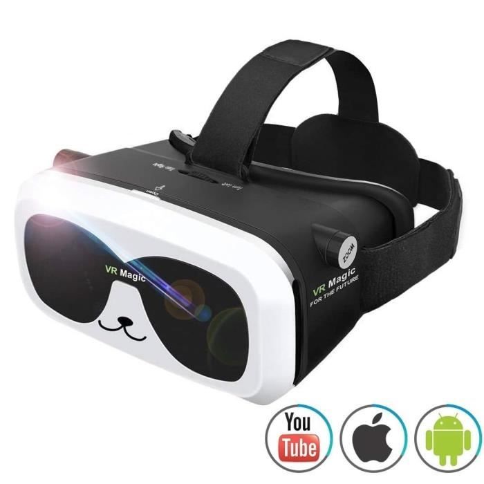 Casque VR Pour Smartphone IOS/Android 4.7-6.8 Pouces - Lunettes Réalité Virtuelle 3D Avec Lentilles Anti-lumière Bleue