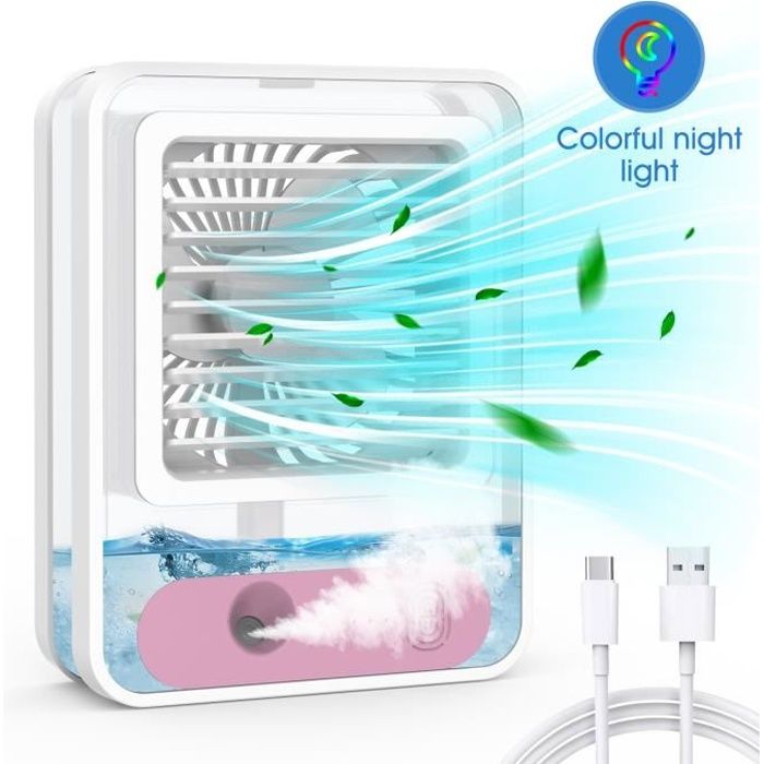 Mini Climatiseur Portable Ventilateur Silencieux Chambre Climatiseur Mobile Rechargeable USB Petit Humidificateur Air 2500mAh - Xpreen
