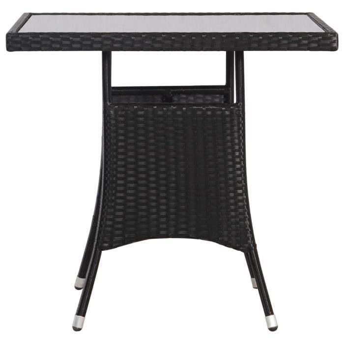 table de jardin noir 80x80x74 cm résine tressée - yosoo - 0d060b0143930