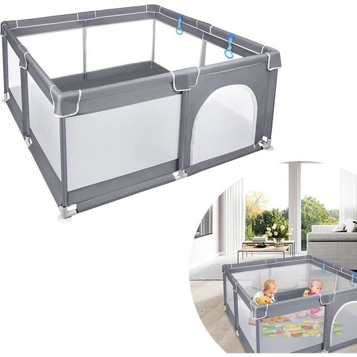 YUENFONG Parc pour bébé - Grand terrain de jeu de sécurité - Grille de protection pour enfants - Gris foncé (127 x 127 x 68 cm)