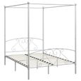 Cadre de lit à baldaquin - CUQUE - Blanc Métal - 160 x 200 cm - Contemporain - Design-1