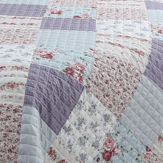 Couvre-lit Boutis Matelassé 220x240 Cm Cecile + 2 Taies D'oreiller - Microfibre Polyester Couette Décorative 220x240