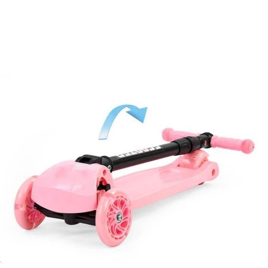 Trottinette Enfant 3 Roues Avec Lumières LED - Hauteur Réglable 55-76cm - Charge 50kg - Pour 3-12 Ans - Frein Arrière