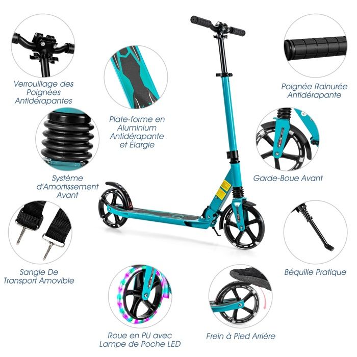 GOPLUS Trottinette Enfants Pliable 3 8Ans(80 150cm),ABEC 5, Roue LED 110mm,Guidon Réglable 3 GOPLUS Trottinette Enfants Pliable 3 8Ans(80 150cm),ABEC 5, Roue LED 110mm,Guidon Réglable 3