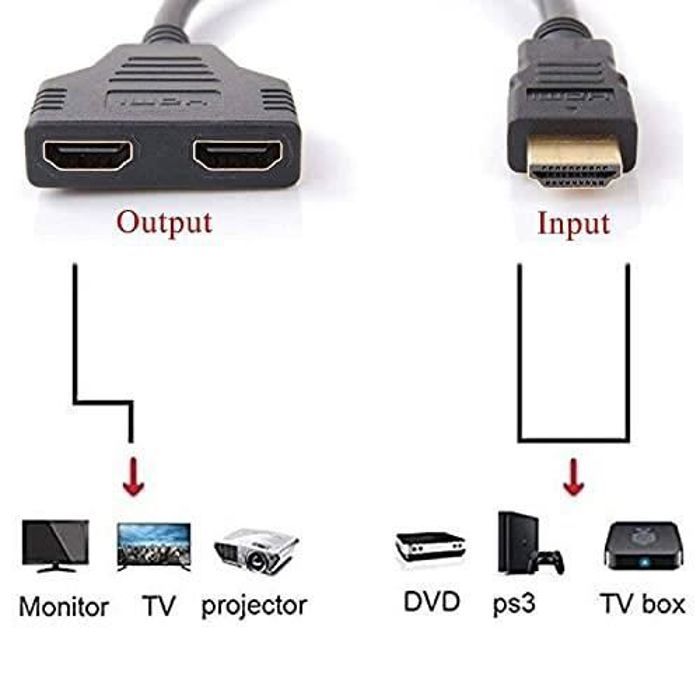 HDMI Splitter in Out, 1080P HDMI Cable HDMI Male to Dual HDMI