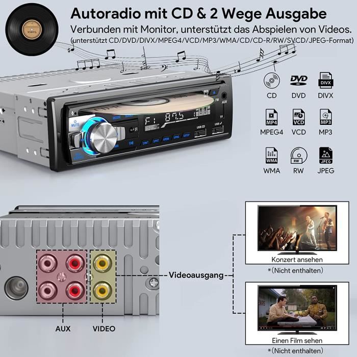 JVC KD-T702BT Autoradio CD Bluetooth avec Tuner Audio Haute Performance USB  et Spotify Control Rouge 4 x 50 W - Cdiscount Auto