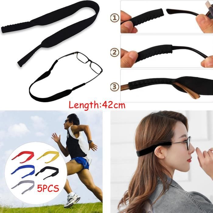 Cordon Lunettes TRIXES Néoprène Noir - Attache Extensible Sport Pour Lunettes De Soleil
