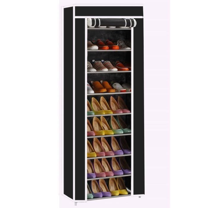 10 Supports à Chaussures Réglables AMESOR - Organisateur Range Chaussures Étagère | Noir