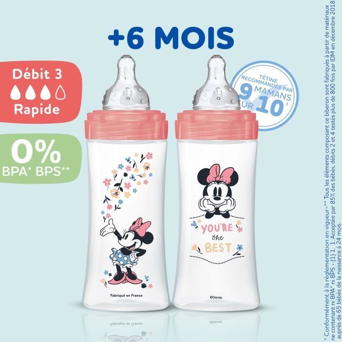 Dodie Disney Baby Biberon Anti-colique 0-6 mois Rose Minnie 150ml