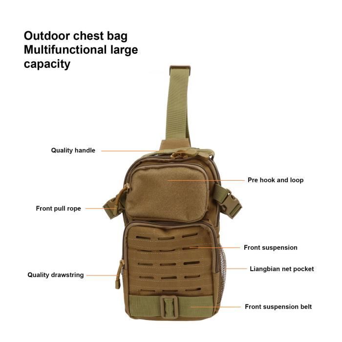 Sac d'élingue thoracique extérieur en nylon imperméable multifonctionnel sac  de sport militaire de grande capacité Camping voyage ka - Cdiscount Sport