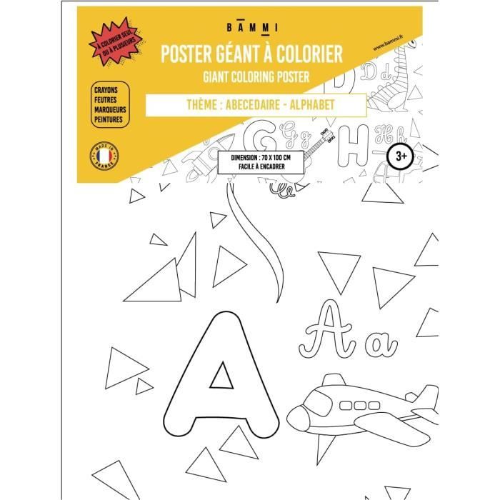 Poster Géant À Colorier - Abc Alphabet Abécédaire - 70 Cm X 100 Cm ...
