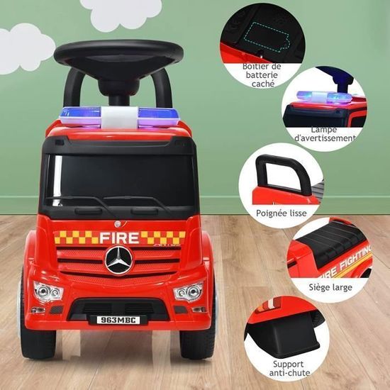 GOPLUS Camion Porteur à Pousser pour Enfants 1-3Ans Charge 25KG-Phare LED, Klaxon,Musique,Rangement sous Siège - Jeux - Jouets