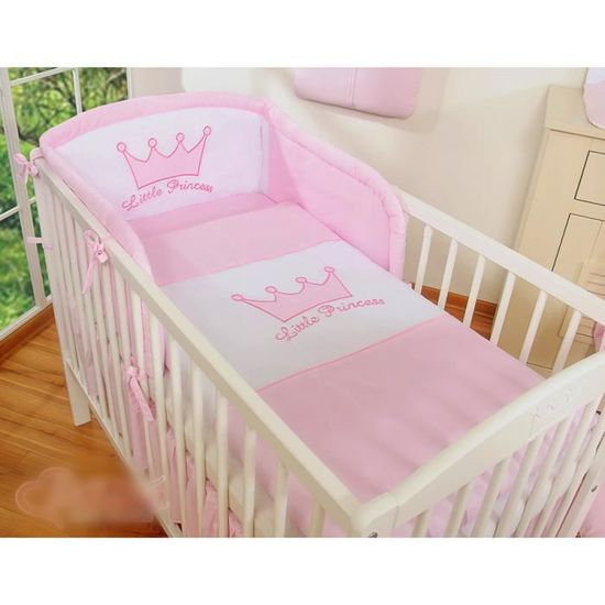 4 Pieces Ciel De Lit Tour De Lit Bebe Housses De Couette Et D Oreiller Princesse Rose 140x70 Cdiscount Puericulture Eveil Bebe