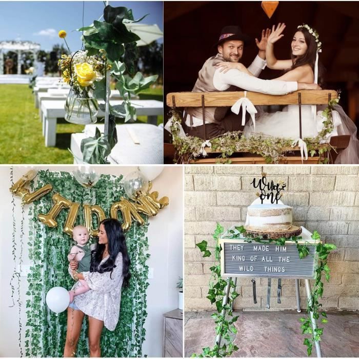 PIMDYGO 24 Pièces Lierre Artificiel,2.1m Exterieur Faux Lierre,Lierre