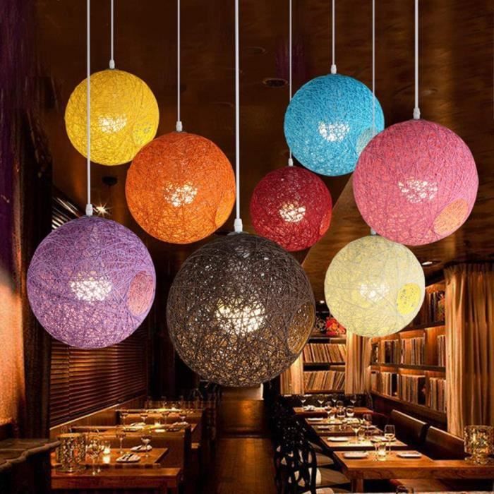 Lustre Moderne Boule Rotin LED E27 Abat Jour Lampes Suspendues Restaurant  Pendentif Lumière (Ampoule Non Inclus)473 - Cdiscount Maison