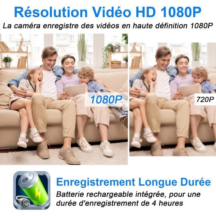 Mini Caméra Espion 1080p HD - WiFi Et Sans WiFi - Vision En Temps Réel Sur Smartphone - Batterie 800 MAh - Pour Intérieur/extérieur