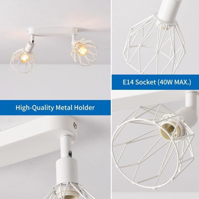 Lichtendirect - Plafonnier Zwart - Plafonnier Industriel en Métal - Lampe de Salon