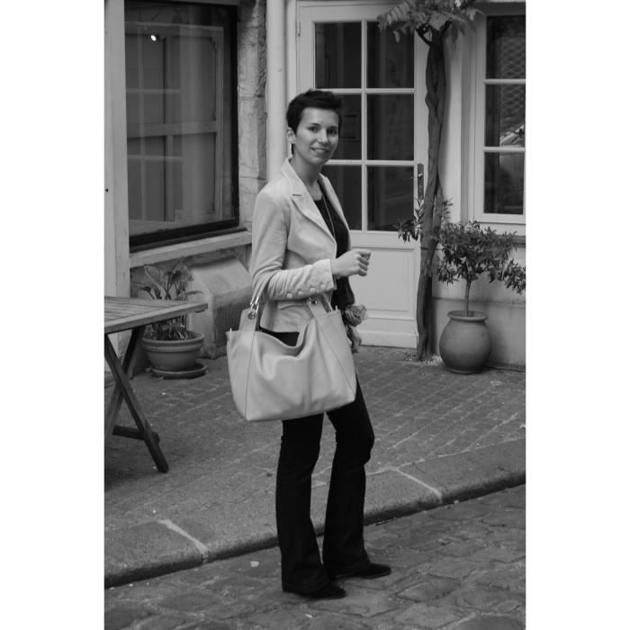 Sac Main cuir femme Mod le Paris le vrai A4 noir Achat