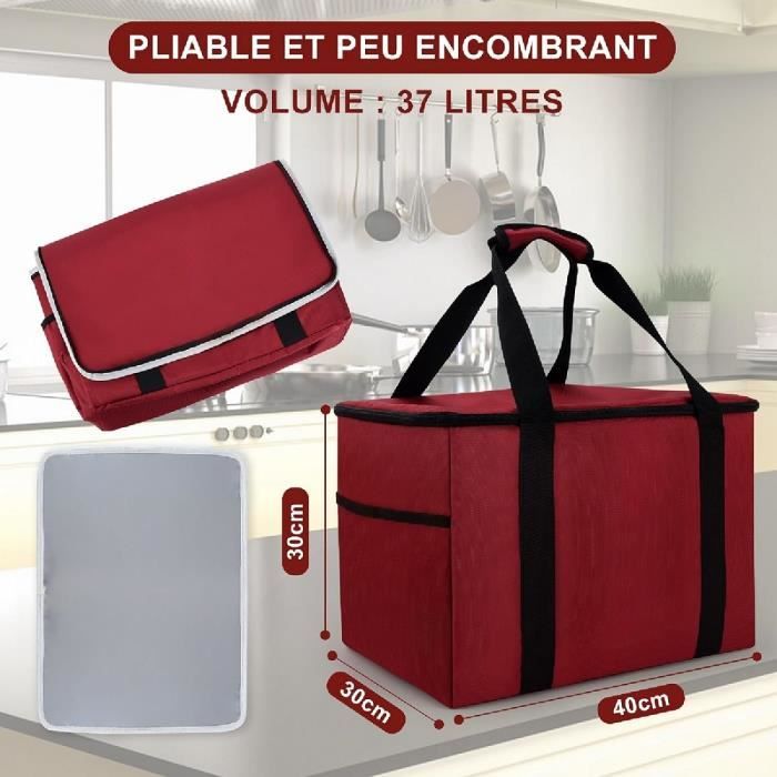 Sac Isotherme Réutilisable 35L - Pliable, étanche, Fermeture éclair - Pour Pique-nique, Camping, Voyage