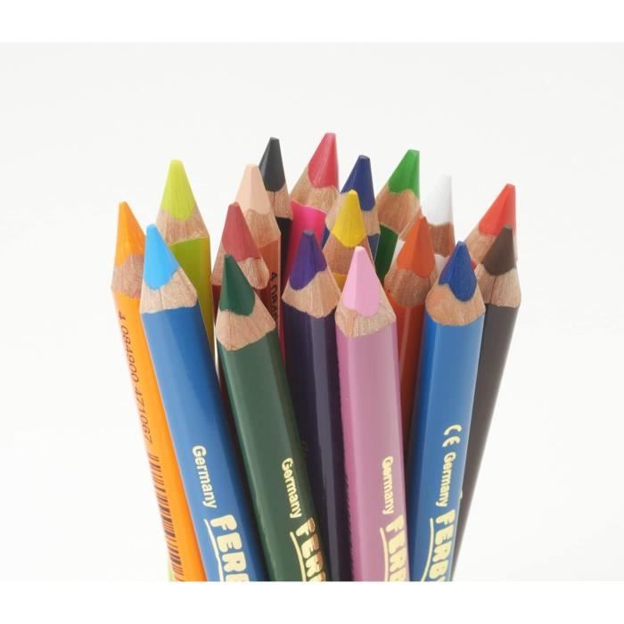 Boîte ronde avec 12 crayons de couleur enfants - Motifs colorés