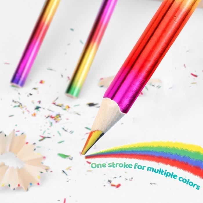 MTKJ 30 pcs Crayons de Couleur arc-en-ciel 4 en 1,Crayons de Couleur