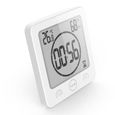 Horloge De Salle De Bain Minuteur Horloge De Douche Étanche Ventoutese Numérique Hygromètre Thermomètre D'Affichage Lcd (Blanc)-3