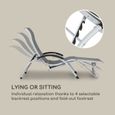 Chaise longue - Blumfeldt Sunnyvale - Transat - repose-pieds en aluminium - 4 positions de dossier - Bain de soleil - Gris-3