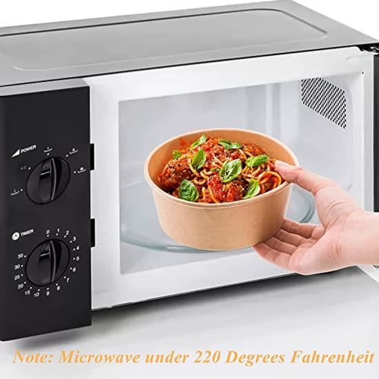ZEONHAK Lot de 50 bols à soupe en papier kraft de 750 ml, bol à salade à emporter, récipient rond en papier marron pour aliments chauds et froids