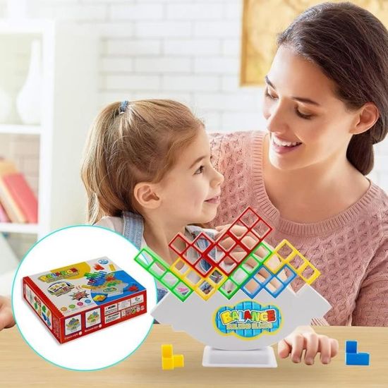 Xrten Jouet D'équilibre pour Enfant, Blocs De Construction Russes, Jeu D'empilage, Swing Stack Attack High Balance Jeu Société Adulte