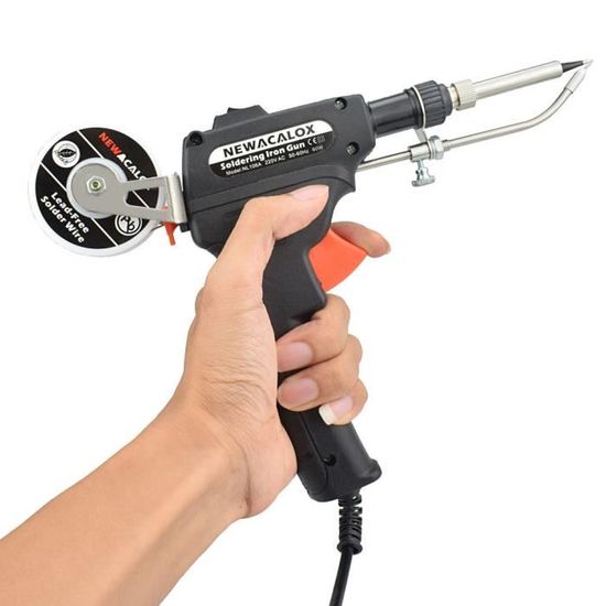 Kit Fer à Souder 60W Molbory - Pistolet à Souder Une Main Avec Fil Étain, Aspirateur Et 5 Pointes - Parfait Pour Soudure Électronique, Bijoux Et RC
