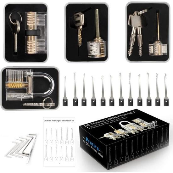 Preciva 26-Pièce Lock Picking Kit Outils de D’ent Kit de Crochetage Serrure Preciva 26-Pièce Lock Picking Kit Outils de D’ent Kit de Crochetage Serrure