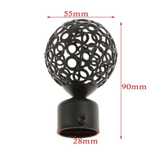 Lot De 2 Embouts De Tringle à Rideaux Noirs De 28 Mm Pour Bureau Et Maison