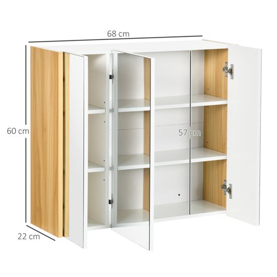 Miroir De Salle De Bain Kleankin Avec étagères – Design Moderne, Finition Bois, Gain De Place Et Rangement Malin ! - 6
