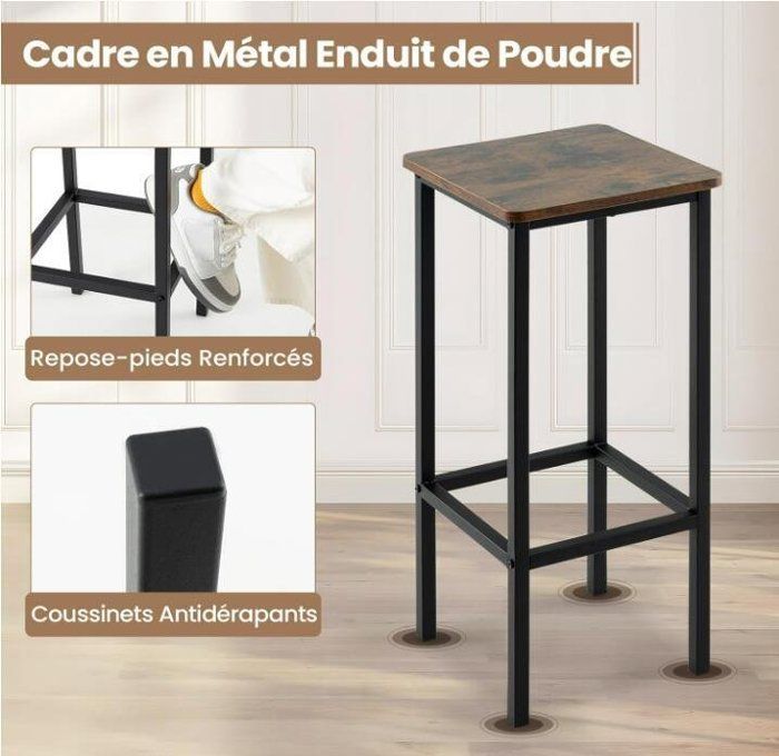 Tabouret De Bar Freeport Avec Dossier - Hauteur 110cm - Similicuir Crème - Structure Métal