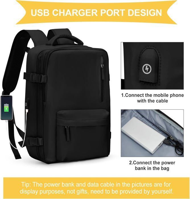 Sac à Dos Cabine 40x30x20 Cm - Compatible Ryanair, Air France, Lufthansa - Compartiment Ordinateur 15,6" - USB, Antivol