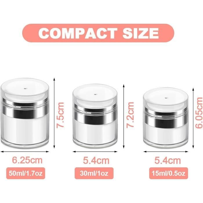 Lot De 2 Pots à Pompe Sans Air, Contenant De 50ml Pompe à Vide,Distributeur De Pompe Cosmétique Rechargeable Et Portable Avec Cuillère Pour Cosmétiques Et Soins à Domicile