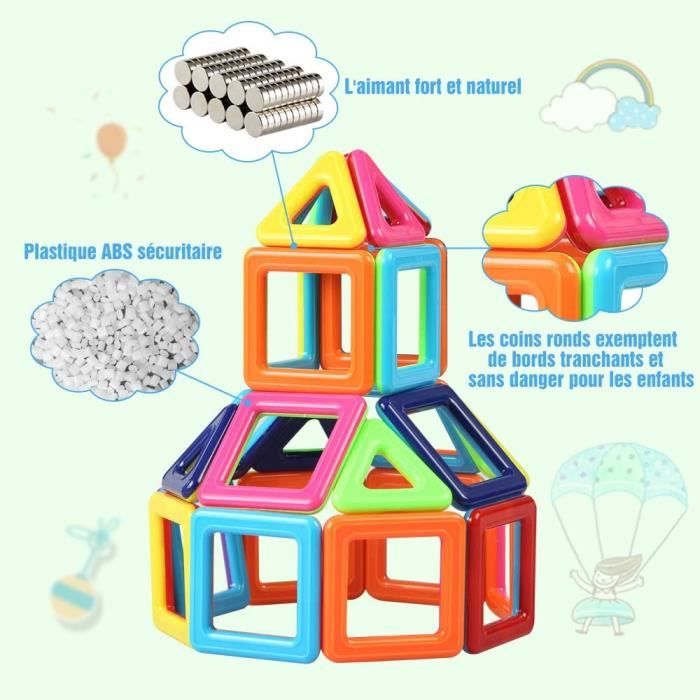 Jeu de construction magnétique multicolore de 41 pièces en plastique - Un  petit génie