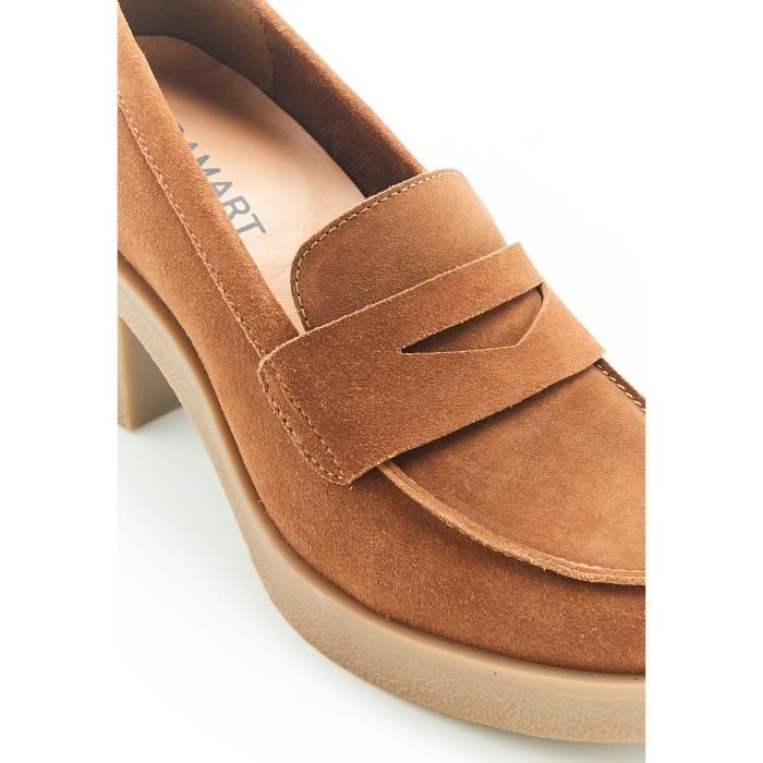 Mocassin Damart Mocassins a talon Amortyl Caramel Marron Femme Adulte Cuir
