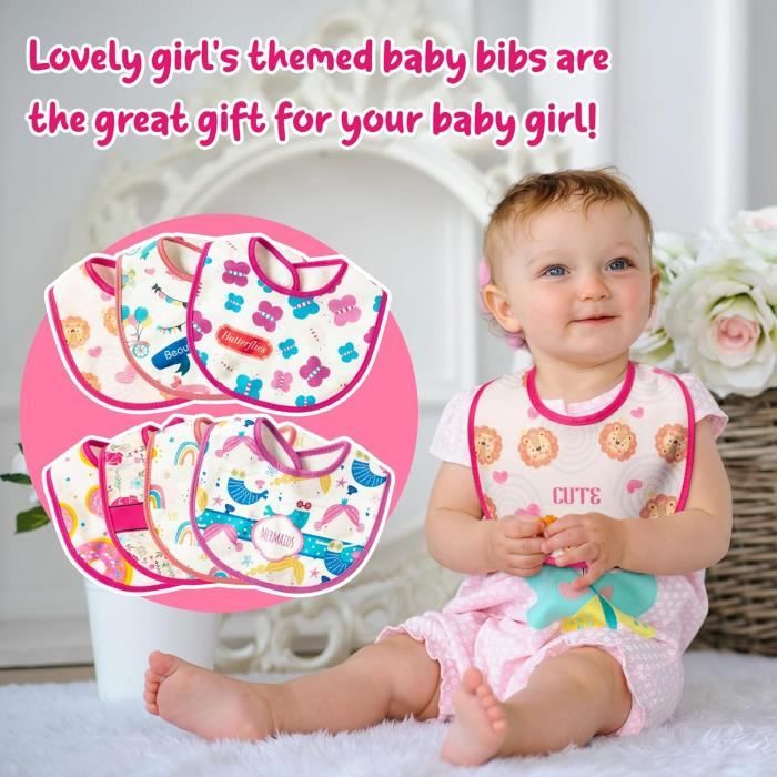 Lot De 5 Bavoirs Bébé Imperméables - Éponge Coton Devant, Dos Imperméable - Col élastique (6 Mois à 4 Ans)