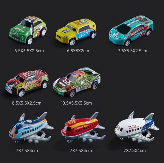 Jouet Avion Transport Kramow Avec 8 Voitures - Set Aéroport Pour Enfants 3 Ans+ - Cadeau Garçon Fille