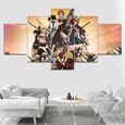 5 peintures sur toile-Impression HD-Décoration murale-Décoration de la maison-Fairy Tail Anime Japonais-Avec Cadre-100x50cm[182]-0
