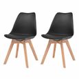 🎏5683Lot de 2 chaises de salle à manger -Chaises FAUTEUIL Style contemporain Scandinave Design Moderne salon- Noir Similicuir-0