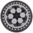 Table mosaïque - AYNEFY - Noir / Blanc - Cadre en fer laqué - Dessus de table en céramique-0